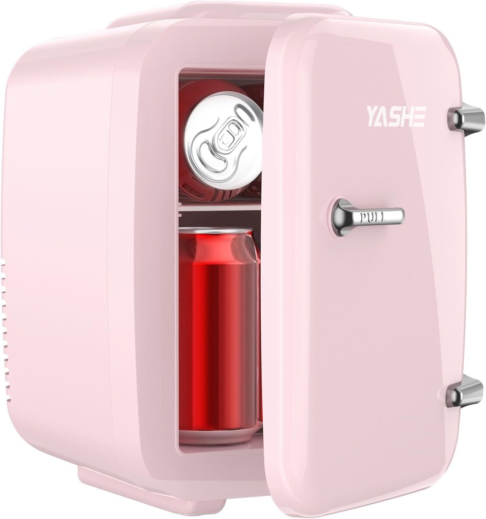 Mini Portable Fridge Yashe dorm room fridge, storage mini compact refrigerator, storage fridge, drinks fridge, skincare fridge, hot and cold fridge, retro fridge fridge with LED mirror, desktop fridge, Amazon deals mini portable fridge