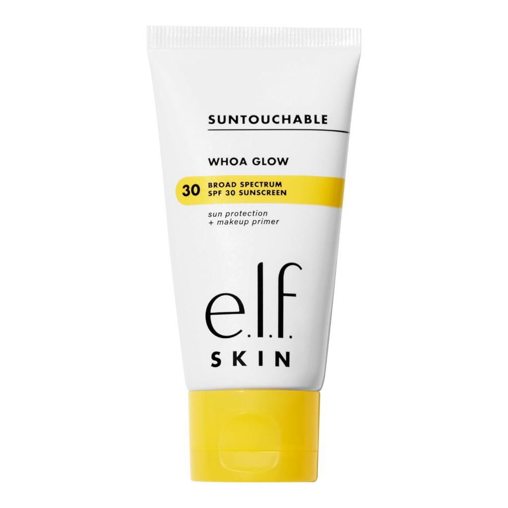 e.l.f. SKIN Suntouchable Whoa Glow SPF 30, Sunscreen & Makeup Primer, affordable sunscreen, skincare routine, amazon, the preppy store, primer and sunscreen, 