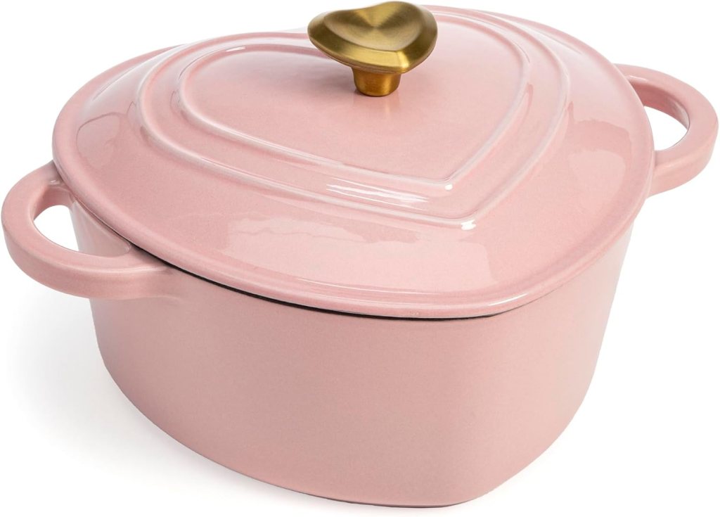 Paris Hilton decor line, dutch oven, heart shaped pot, cast iron pot, amazon, the preppy store, Valentine’s Day gift guide, kitchen cookware,