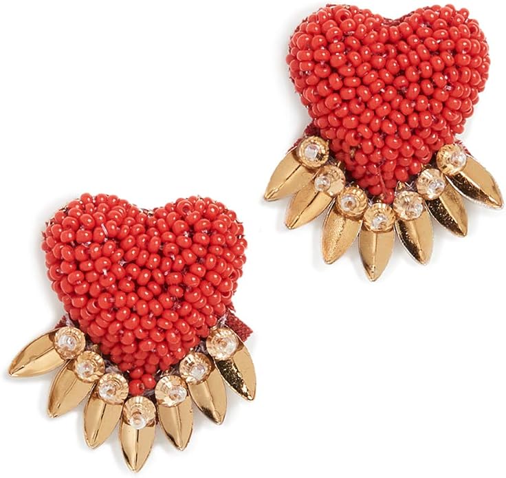 Red heart earrings, beaded earrings, Amazon Finds, hand-crafted earrings, Valentine's Day gift guide, clip on earrings, The Preppy Store